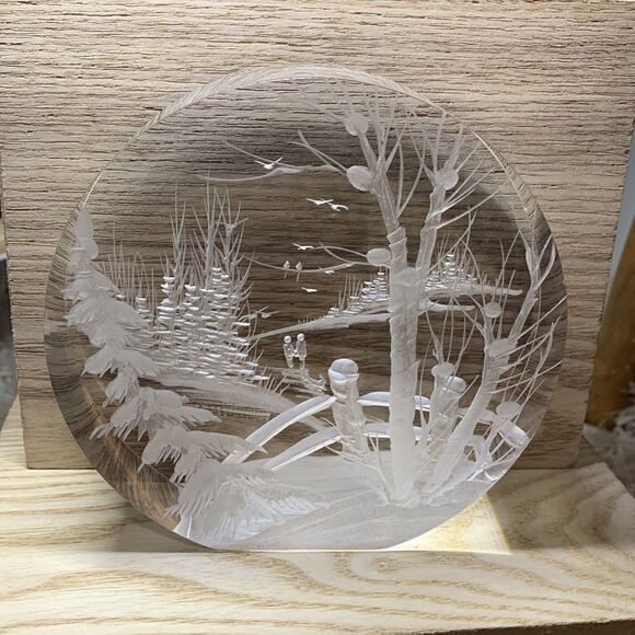 Vintage 1999 Lucite Outdoor Scene Reverse Carved Sculpture by Frank Albrecht FRA - Picture 16 of 17